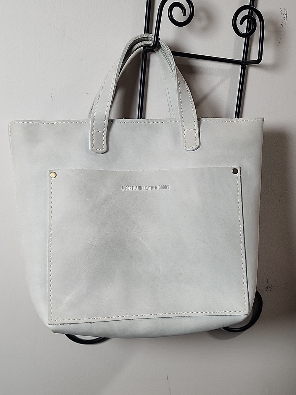 Portland Leather Goods Rare Light Green Satchel Tote Bag Leather Crossbody Purse - Picture 4 of 12